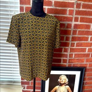 Le Suit Gold and Black Patterned Blouse